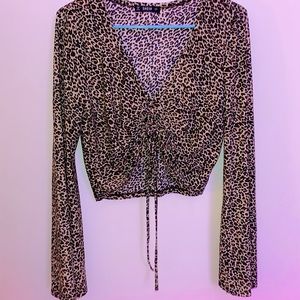 Cheetah long sleeve crop top